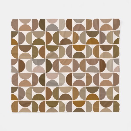 MCM Halfcirkels Browns+Cream Patroon Fleece Deken (Voorkant (Horizontaal))