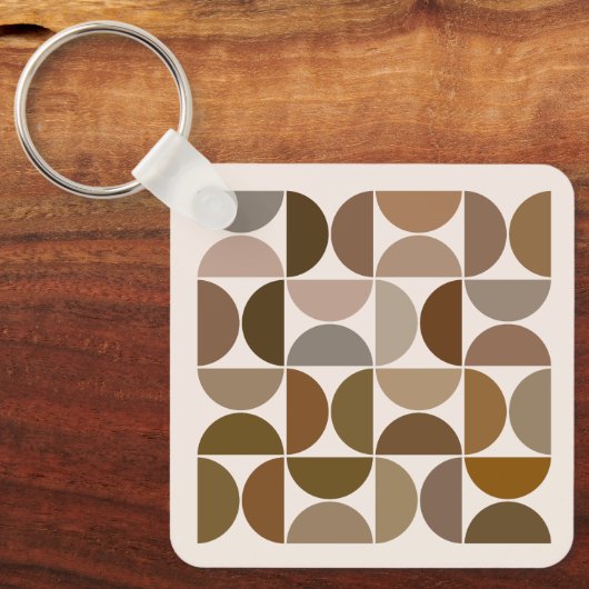 MCM Halfcirkels Browns+Cream Patroon Sleutelhanger (Voorkant)