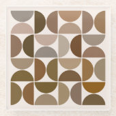 MCM Halfcirkels Browns+Crème Groot Patroon Glazen Onderzetter (Voorkant)