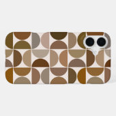 MCM Halfcirkels Browns+Crème Groot Patroon iPhone Hoesje (Achterkant horizontaal)