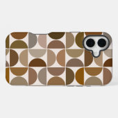 MCM Halfcirkels Browns+Crème Groot Patroon iPhone Hoesje (Achterkant horizontaal)