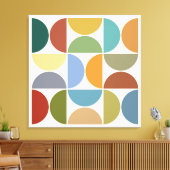 MCM Halfcirkels Kleur op Cream Square Canvas Afdruk (Insitu (Woonkamer))