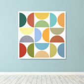 MCM Halfcirkels Kleur op Cream Square Canvas Afdruk (Insitu (Houten vloer))