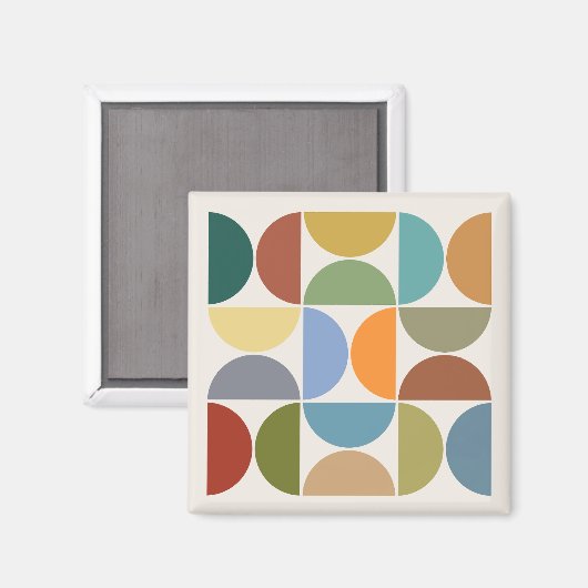 MCM Halfcirkels Kleur op Cream Square Magneet (Voorkant / Achterkant)