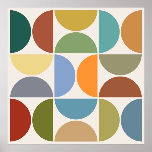 MCM Halfcirkels Kleur op Cream Square Poster (Voorkant)