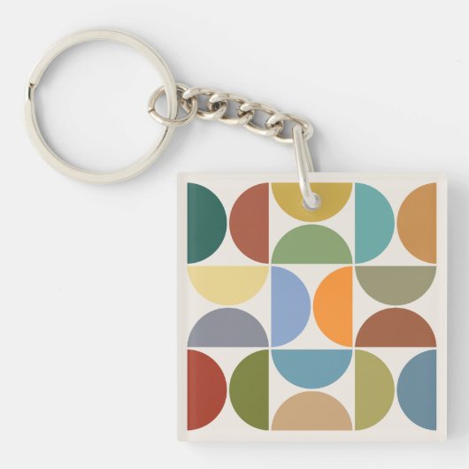 MCM Halfcirkels Kleur op Cream Square Sleutelhanger (Voorkant)