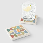 MCM Halfcirkels Kleur op Cream Square Stenen Onderzetter (Zijkant)