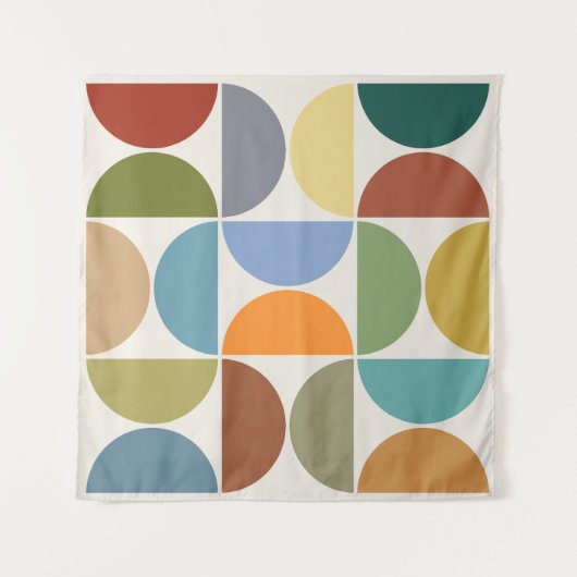 MCM Halfcirkels Kleur op Cream Square Wandkleed (Voorkant (horizontaal))