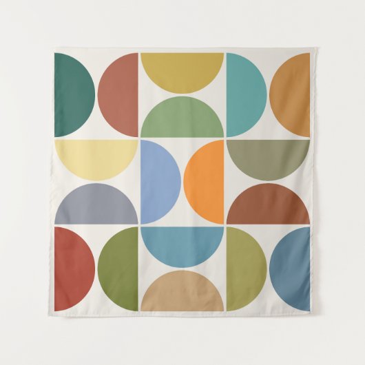 MCM Halfcirkels Kleur op Cream Square Wandkleed (Voorkant)