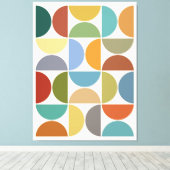 MCM Halfcirkels Kleur op Crème Canvas Afdruk (Insitu (Houten vloer))