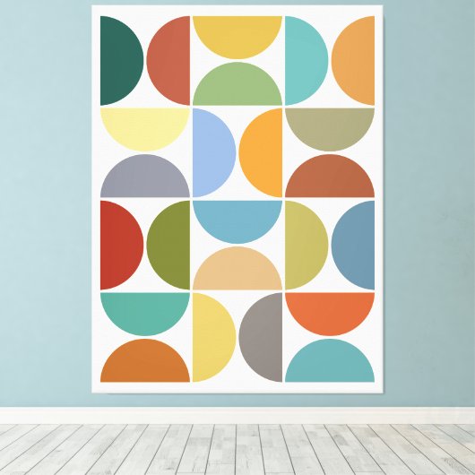 MCM Halfcirkels Kleur op Crème Canvas Afdruk (Insitu (Houten vloer))