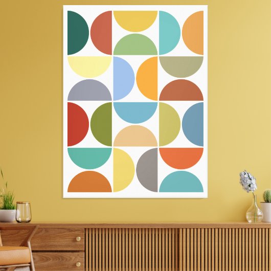 MCM Halfcirkels Kleur op Crème Canvas Afdruk (Insitu (Woonkamer))