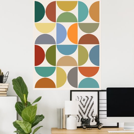 MCM Halfcirkels Kleur op Crème Poster (Thuiskantoor)