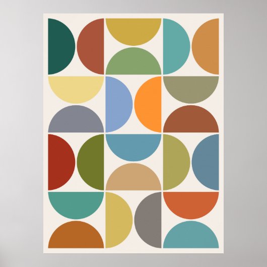 MCM Halfcirkels Kleur op Crème Poster (Voorkant)