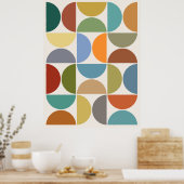 MCM Halfcirkels Kleur op Crème Poster (Keuken)