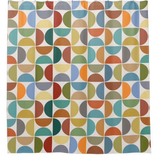 MCM Halfcirkels Patroonkleur op Crème Douchegordijn (Voorkant)