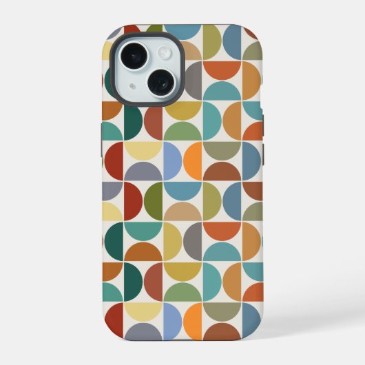 MCM Halfcirkels Patroonkleur op Crème iPhone 15 Case (Achterkant)