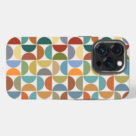 MCM Halfcirkels Patroonkleur op Crème iPhone Hoesje (Achterkant horizontaal)