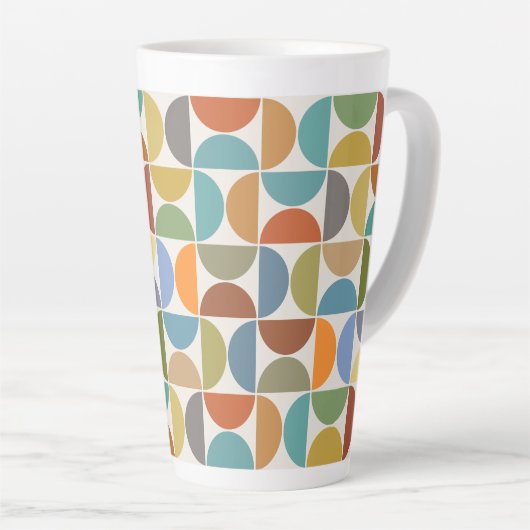 MCM Halfcirkels Patroonkleur op Crème Latte Mok (Rechterhoek)