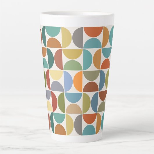 MCM Halfcirkels Patroonkleur op Crème Latte Mok (Voorkant)