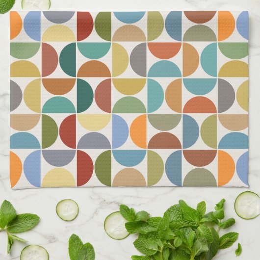 MCM Halfcirkels Patroonkleur op Crème Theedoek (Gevouwen)