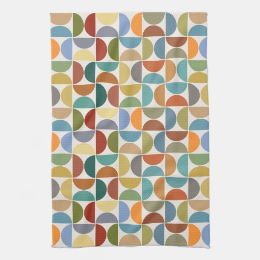 MCM Halfcirkels Patroonkleur op Crème Theedoek (Verticaal)