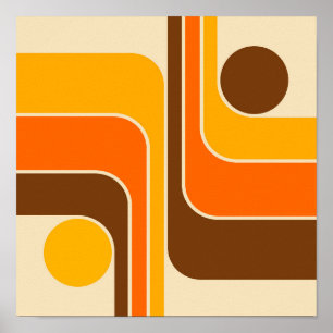 MCM Jaren 70 Retro Stijl Geometrisch Gestreept Des Poster
