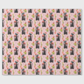 MCM Kerst Kat Wrapping Papier Zwart Atomic Kat (Vlak)