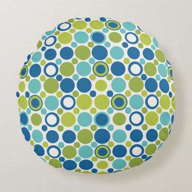 MCM Limoen en Aqua Bubble Pillow Rond Kussen (Voorkant)