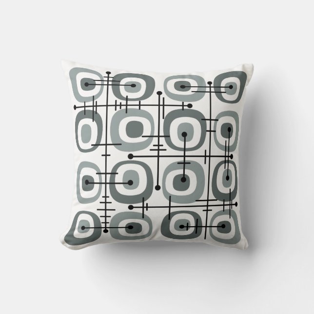 MCM Midcentury Abstract Patroon Grijs Kussen (Voorkant)