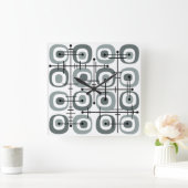 MCM Midcentury Abstract Patroon Grijs Vierkante Klok (Huis)