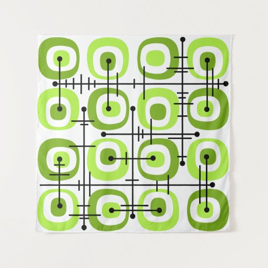 MCM Mideeuw Abstract Patroon Chartreuse Wandkleed (Voorkant (horizontaal))