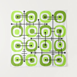 MCM Mideeuw Abstract Patroon Chartreuse Wandkleed