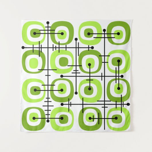 MCM Mideeuw Abstract Patroon Chartreuse Wandkleed (Voorkant)