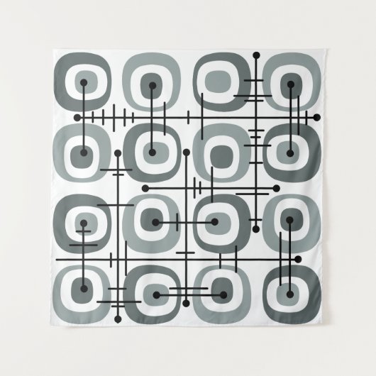 MCM Mideeuw Abstract Patroon Grijs Wandkleed (Voorkant (horizontaal))