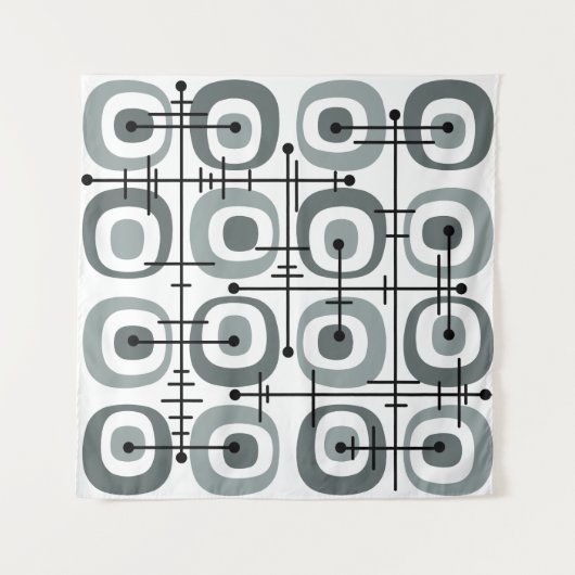 MCM Mideeuw Abstract Patroon Grijs Wandkleed (Voorkant)