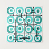 MCM Mideeuw Abstract Patroon Turquoise Wandkleed (Voorkant (horizontaal))