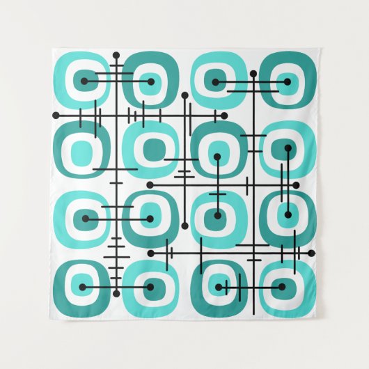 MCM Mideeuw Abstract Patroon Turquoise Wandkleed (Voorkant)