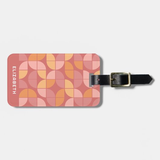 MCM Mod Circles Patroon roos blush roze crème Bagagelabel (Voorkant horizontaal)