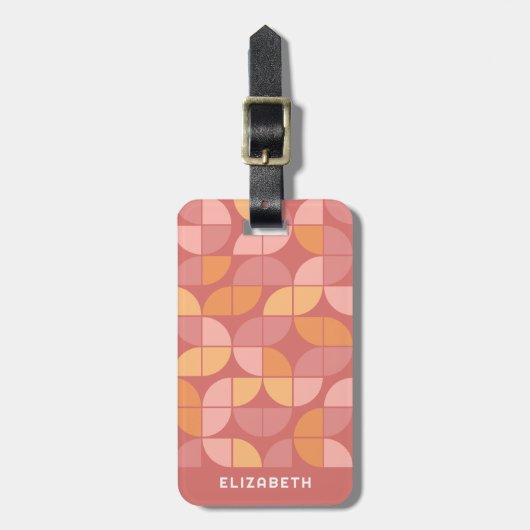 MCM Mod Circles Patroon roos blush roze crème Bagagelabel (Voorkant verticaal)