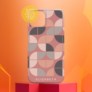 MCM Mod Kringen Patroon roze goud blozen roze grij iPhone 16 Hoesje