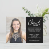 MCM Modern Pattern Red Black Afstuderen Foto Kaart (Staand voorkant)