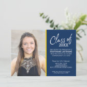 MCM Modern Pattern Yellow Blue Afstuderen Foto Kaart (Staand voorkant)