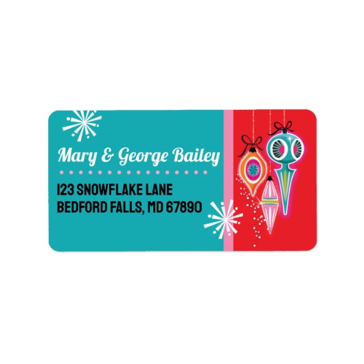MCM Ornamenten Kerst Kaart Adresetiketten Etiket (Voorkant)