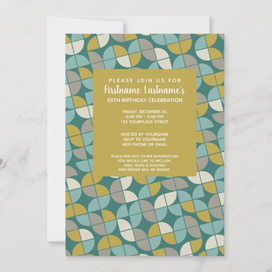 MCM-patroon - blauwgroen groen goud met een funky, Kaart (Voorkant)