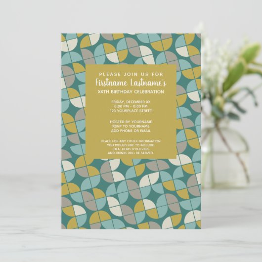 MCM-patroon - blauwgroen groen goud met een funky, Kaart (Staand voorkant)