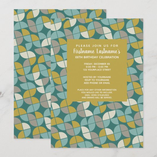 MCM-patroon - blauwgroen groen goud met een funky, Kaart (Voorkant / Achterkant)