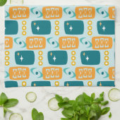 MCM-patroon voor atoomtijdperk in Aqua, Oranje, Bl Theedoek (Gevouwen)