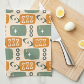 MCM-patroon voor atoomtijdperk in groen, Oranje, c Theedoek (Quarter Fold)