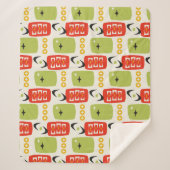 MCM-patroon voor atoomtijdperk in rood, groen, gee Sherpa Deken (Voorkant)